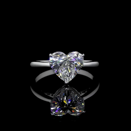 HeartGlow Lab Diamond Ring Heart Cut Prong Setting 14K 18K Gold