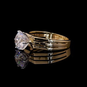 Trio Crest Lab Diamond Ring Round Cut Triple Band Prong Setting 14K 18K Gold