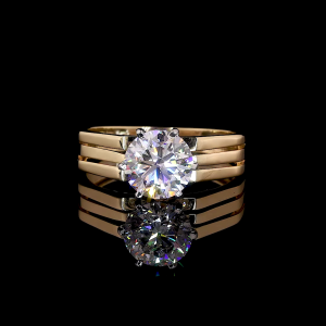 Trio Crest Lab Diamond Ring Round Cut Triple Band Prong Setting 14K 18K Gold