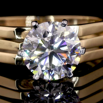 Trio Crest Lab Diamond Ring Round Cut Triple Band Prong Setting 14K 18K Gold