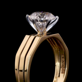 Trio Crest Lab Diamond Ring Round Cut Triple Band Prong Setting 14K 18K Gold