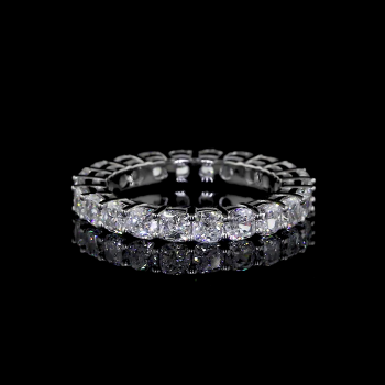 Diamond Row Lab Ring Round Cut Shared Prong Eternity Band 14K 18K Gold