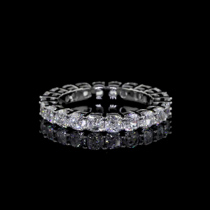 Diamond Row Lab Ring Round Cut Shared Prong Eternity Band 14K 18K Gold