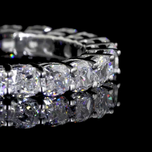 Diamond Row Lab Ring Round Cut Shared Prong Eternity Band 14K 18K Gold