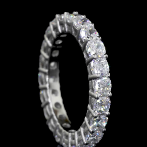 Diamond Row Lab Ring Round Cut Shared Prong Eternity Band 14K 18K Gold