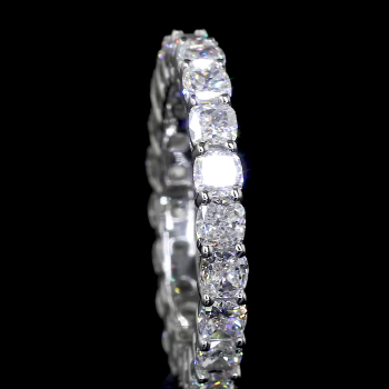 Diamond Row Lab Ring Round Cut Shared Prong Eternity Band 14K 18K Gold