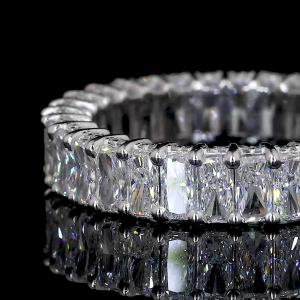 Radiant Row Lab Diamond Ring Rectangular Cut Shared Prong Eternity Band 14K 18K Gold