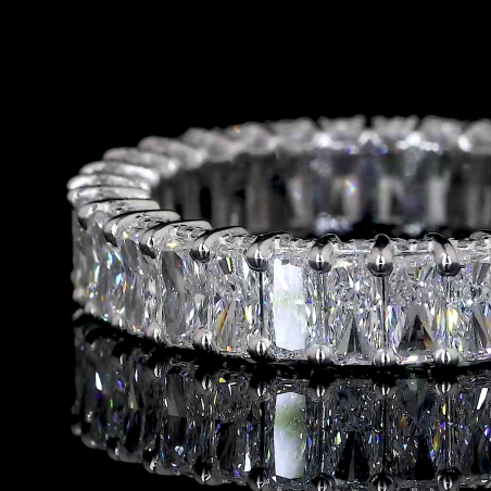 Radiant Row Lab Diamond Ring Rectangular Cut Shared Prong Eternity Band 14K 18K Gold