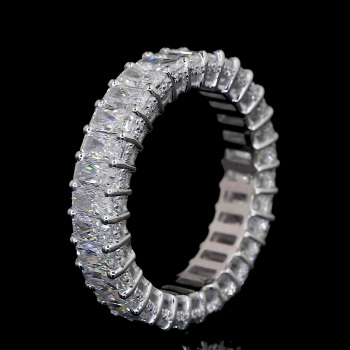 Radiant Row Lab Diamond Ring Rectangular Cut Shared Prong Eternity Band 14K 18K Gold Radiant Row Lab Diamond Ring Rectangular Cut Shared Prong Eternity Band 14K 18K Gold