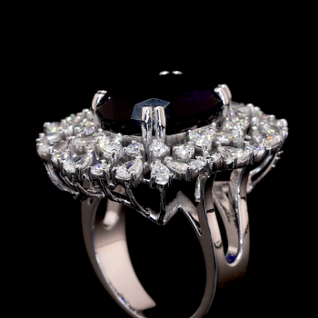 Sapphire Bloom Lab Ring Oval Cut Double Halo Mixed Shapes 14K 18K Gold Sapphire Bloom Lab Ring Oval Cut Double Halo Mixed Shapes 14K 18K Gold