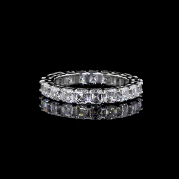 Sq. Cushion Row Lab Diamond Ring Rectangular Cut Shared Prong Eternity Band 14K 18K Gold