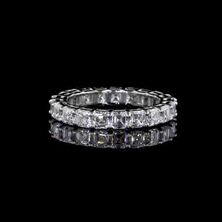 Sq. Cushion Row Lab Diamond Ring Rectangular Cut Shared Prong Eternity Band 14K 18K Gold