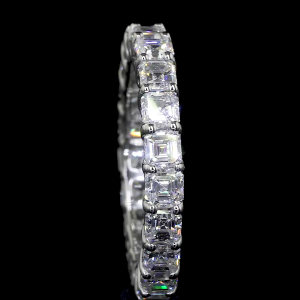 Sq. Cushion Row Lab Diamond Ring Rectangular Cut Shared Prong Eternity Band 14K 18K Gold