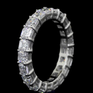 Sq. Cushion Row Lab Diamond Ring Rectangular Cut Shared Prong Eternity Band 14K 18K Gold