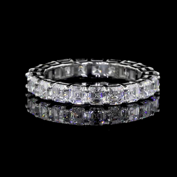 Sq. Cushion Row Lab Diamond Ring Rectangular Cut Shared Prong Eternity Band 14K 18K Gold