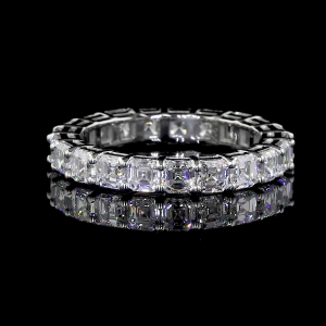 Sq. Cushion Row Lab Diamond Ring Rectangular Cut Shared Prong Eternity Band 14K 18K Gold