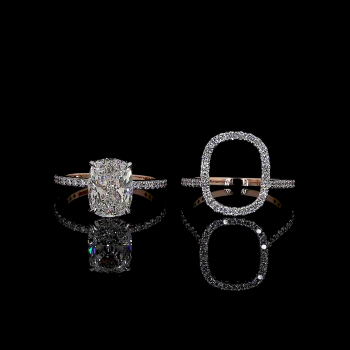 Regalia Duo Lab Diamond Rings – Cushion Halo & Oval Solitaire Contrast in 14K/18K Gold