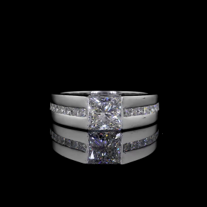 Crown Radiance Lab Diamond Ring – Princess Cut Center with Dual Row Pavé Band