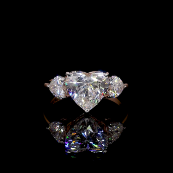 Sweetheart Bloom Lab Diamond Ring – Heart-Cut Center & Round Accents in 14K/18K Gold