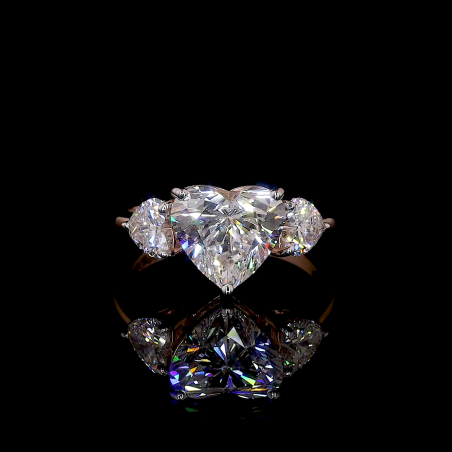 Sweetheart Bloom Lab Diamond Ring – Heart-Cut Center & Round Accents in 14K/18K Gold