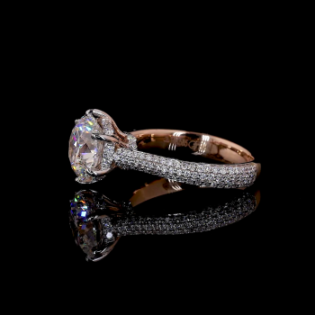 Ecliptia Lab Diamond Ring – Round Cut with Radiant Pavé Arc