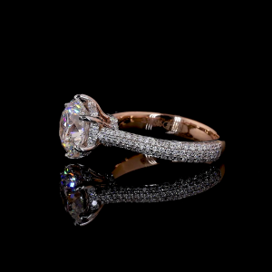 Ecliptia Lab Diamond Ring – Round Cut with Radiant Pavé Arc