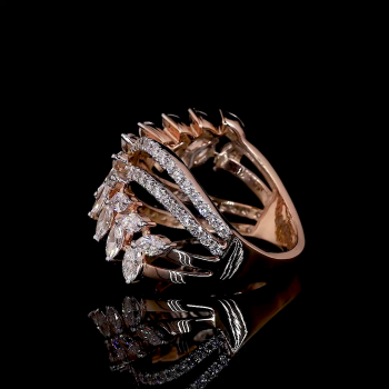 Floralis Lab Diamond Ring – Marquise Clusters in Flowing Rose Gold