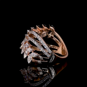 Floralis Lab Diamond Ring – Marquise Clusters in Flowing Rose Gold
