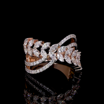 Floralis Lab Diamond Ring – Marquise Clusters in Flowing Rose Gold