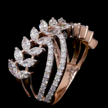 Floralis Lab Diamond Ring – Marquise Clusters in Flowing Rose Gold