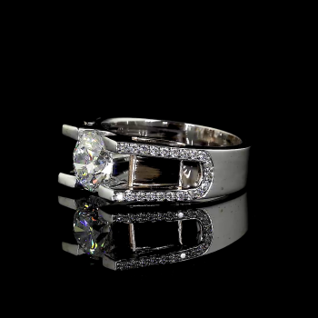 Lumora Lab Diamond Ring – Raised Solitaire with Pavé Stream Lumora Lab Diamond Ring – Raised Solitaire with Pavé Stream