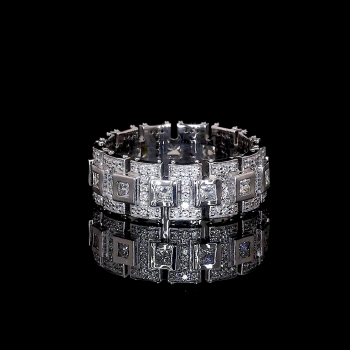 Archela Lab Diamond Bracelet – Geometric Halo Links with Mirror Shine