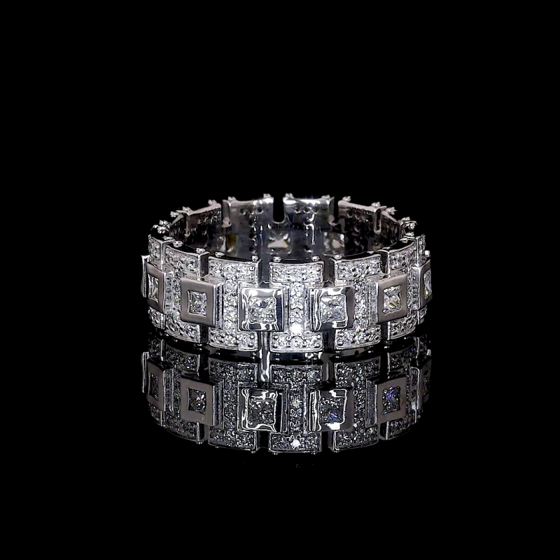 Archela Lab Diamond Bracelet – Geometric Halo Links with Mirror Shine