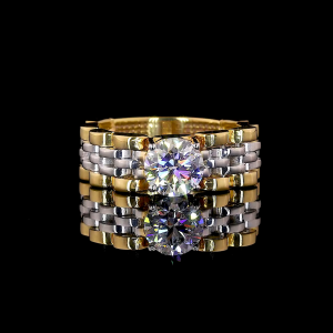 Entrelace Lab Diamond Ring – Round Solitaire with Two-Tone Woven Band