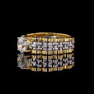 Entrelace Lab Diamond Ring – Round Solitaire with Two-Tone Woven Band