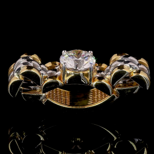 Entrelace Lab Diamond Ring – Round Solitaire with Two-Tone Woven Band