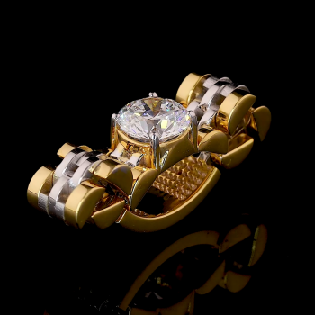 Entrelace Lab Diamond Ring – Round Solitaire with Two-Tone Woven Band