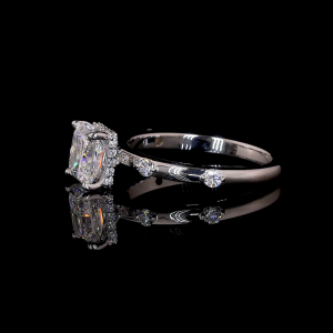 Velouria Lab Diamond Ring – Princess Cut Halo with Tapered Pavé Band