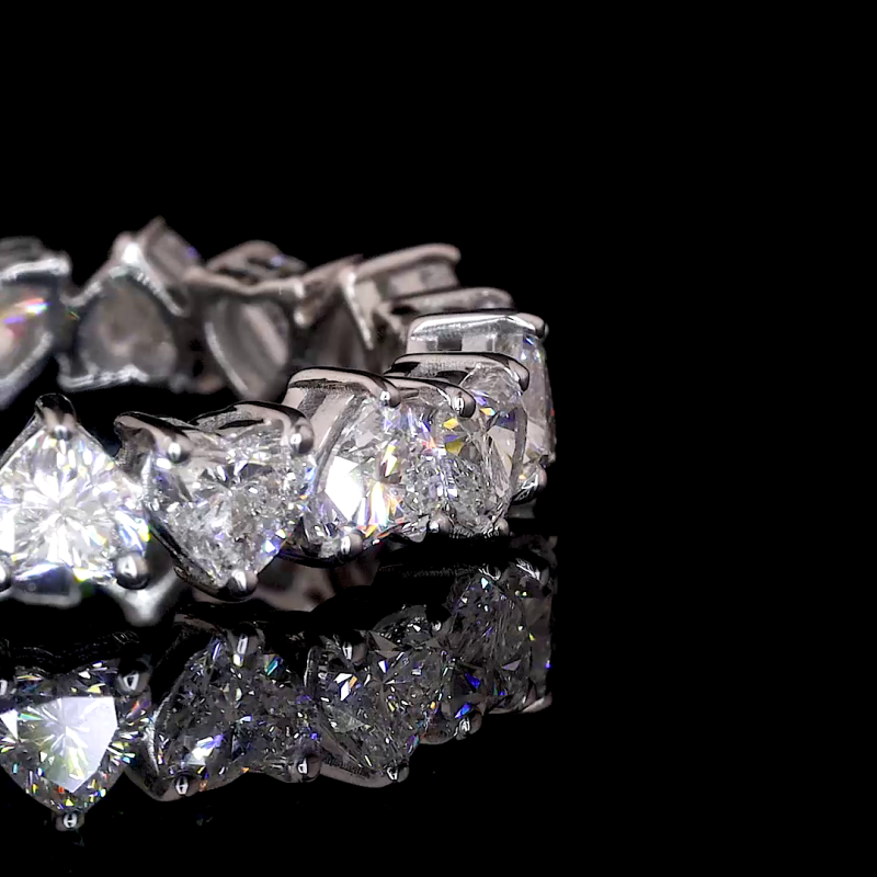 Heart Eternity Band - 14K/18K White Gold, Lab-Grown Diamond, Ring, Romantic Heart-Shaped, Women Heart Eternity Band - 14K/18K White Gold, Lab-Grown Diamond, Ring, Romantic Heart-Shaped, Women