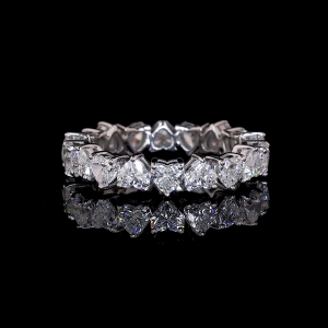 Heart Eternity Band - 14K/18K White Gold, Lab-Grown Diamond, Ring, Romantic Heart-Shaped, Women