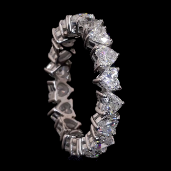 Heart Eternity Band - 14K/18K White Gold, Lab-Grown Diamond, Ring, Romantic Heart-Shaped, Women Heart Eternity Band - 14K/18K White Gold, Lab-Grown Diamond, Ring, Romantic Heart-Shaped, Women