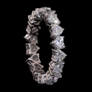 Heart Eternity Band - 14K/18K White Gold, Lab-Grown Diamond, Ring, Romantic Heart-Shaped, Women