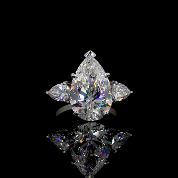 Majestic Pear Ring - 14K/18K White Gold, Lab-Grown Diamond, Ring, Modern Three-Stone, Women Majestic Pear Ring - 14K/18K White Gold, Lab-Grown Diamond, Ring, Modern Three-Stone, Women