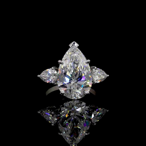 Majestic Pear Ring - 14K/18K White Gold, Lab-Grown Diamond, Ring, Modern Three-Stone, Women