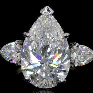 Majestic Pear Ring - 14K/18K White Gold, Lab-Grown Diamond, Ring, Modern Three-Stone, Women