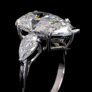 Majestic Pear Ring - 14K/18K White Gold, Lab-Grown Diamond, Ring, Modern Three-Stone, Women