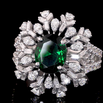 copy of HaloPearl Lab Diamond Ring – Oval Center with Marquise Halo & Side Detail