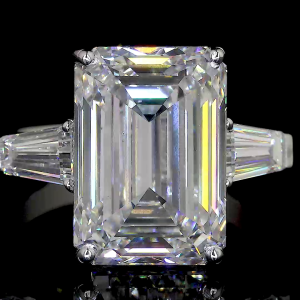 Regal Emerald-Cut Ring - 14K/18K White Gold, Lab-Grown Diamond, Ring, Classic Three-Stone, Women