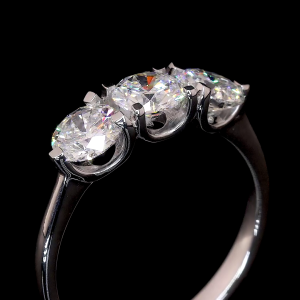 Trinity Brilliance Ring - 14K/18K White Gold, Lab-Grown Diamond, Ring, Modern Three-Stone, Unisex