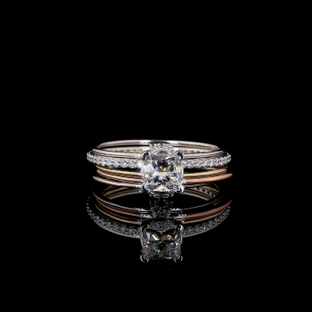 Radiant Cushion Ring - 14K/18K White & Rose Gold, Lab-Grown Diamond, Ring, Modern Cushion-Cut, Women Radiant Cushion Ring - 14K/18K White & Rose Gold, Lab-Grown Diamond, Ring, Modern Cushion-Cut, Women